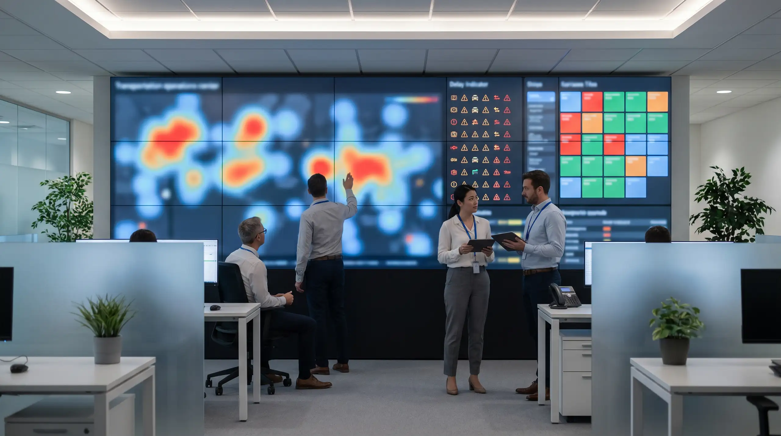 Operations leadership reviewing network performance